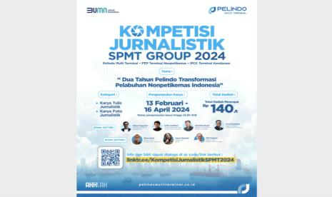  PT Pelindo Multi Terminal (SPMT), Subholding PT Pelabuhan Indonesia (Persero) atau Pelindo yang bisnisnya bergerak dalam segmen kepelabuhanan di bidang operasional terminal nonpetikemas di Indonesia menggelar Kompetisi Jurnalistik SPMT Group 2024.