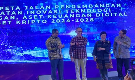 Peluncuran Peta Jalan Pengembangan dan Penguatan Inovasi Teknologi Sektor Keuangan, Aset Keuangan Digital dan Aset Kripto 2024-2028 di kawasan Jakarta Pusat, Jumat (9/8/2024). 