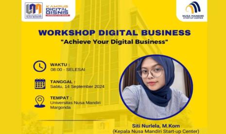 Nusa Mandiri Start-up Center (NSC) akan menyambut calon mahasiswa baru Universitas Nusa Mandiri (UNM) dengan menggelar Workshop Digital Business pada Sabtu 14 September 2024. 