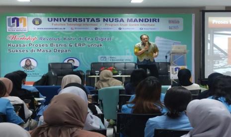 Workshop revolusi karier di Era Digital yang diadakan oleh Program Studi (prodi) Sistem Informasi, Fakultas Teknologi Informasi (FTI) Universitas Nusa Mandiri (UNM) sukses digelar secara offline pada Rabu (6/11).