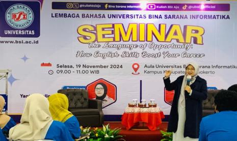 Lembaga Bahasa Universitas BSI (Bina Sarana Informatika) sukses melaksanakan Educative roadshow selama 4 hari di beberapa kampus Universitas BSI yakni Sukabumi, Yogyakarta, Purwokerto dan Tegal.