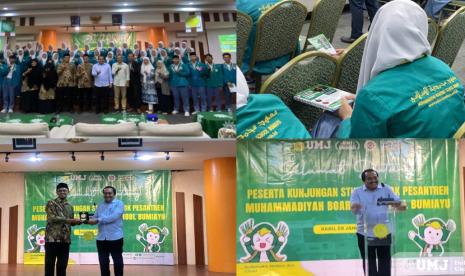 Kegiatan Kunjungan studi dari Pondok Pesantren Muhammadiyah Boarding School Bumiayu di Aula FEB UMJ Selasa (08/01/2025).