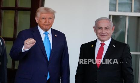 Presiden AS Donald Trump bertemu dengan Perdana Menteri Israel Benjamin Netanyahu di Gedung Putih, Washington, Selasa, 4 Februari 2025.