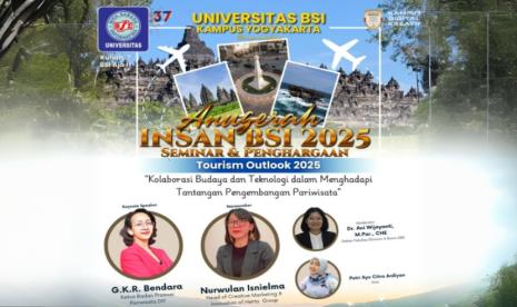 Universitas Bina Sarana Informatika (UBSI) kampus Yogyakarta akan menggelar Seminar Pariwisata dan Kebudayaan Tourism Outlook 2025 dengan menghadirkan narasumber yang ahli di bidangnya.