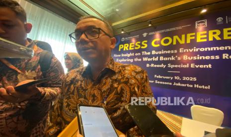 Deputi Bidang Pengembangan Iklim Penanaman Modal Kementerian Investasi dan Hilirisasi/BKPM Riyatno usai menghadiri acara New Insight on the Business Environment in Indonesia