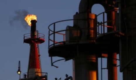 A flame shoots out of a chimney at a petro-industrial factory in Kawasaki near Tokyo December 18, 2014.