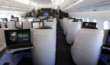 A general view is seen inside an Airbus A350 XWB during the first delivery of this new passenger jet to Qatar Airways in Toulouse, southwestern France, Decemb