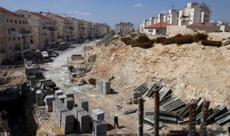 A general view of a construction site in the West Bank Jewish settlement of Modiin Illit. Israel approves the construction of 3,000 homes in Jewish settlements in the West Bank and east Jerusalem, a government official says.  