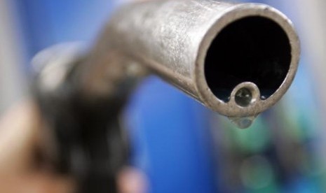 A motorist holds a fuel pump at a Gulf petrol station in London in this file photo taken on April 18, 2006.