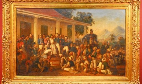 A painting by Raden Saleh with tittle: The capture of Diponegoro Prince