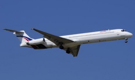 A Swiftair MD-83 airplane is seen in this undated photo. Authorities have lost contact with an Air Algerie flight en route from Ouagadougou in Burkina Faso to Algiers with 110 passengers on board, Thursday.