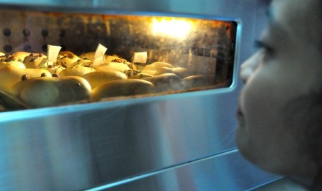 A woman watches bread baking in a small enterprise in Jakarta. In the forthcoming year, Indonesia is determined to achieve sustainable growth with equity, and one of the focuses is SMEs' global competitiveness. (illustration)   