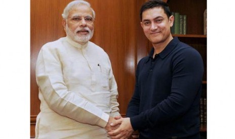 Aamir Khan bersama Narendra Modi