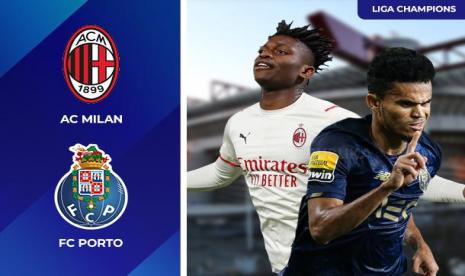 Gelandang AC Milan Rafael Leao Vs gelandang FC Porto Luis Diaz (kanan).	