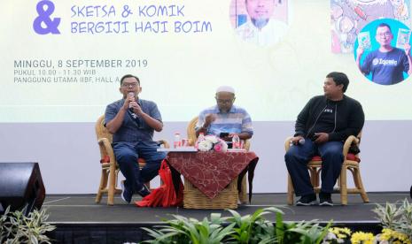 Acara bedah buku di IIBF 2019. Tahun ini, IIBF 2020 akan digelar secara virtual dari 28 September hingga 7 Oktober 2020.