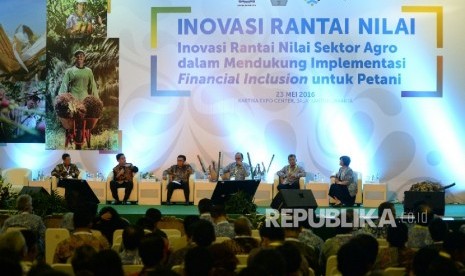 Acara inovasi financial inclusion untuk mendukung sektor pertanian di Jakarta, Senin (23/5). (Republika/Prayogi)