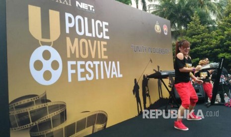 Acara Police Movie Festival 2017 yang diselenggarakan Humas Polri di Bunderan HI, Jakarta Pusat, Ahad (16/4) pagi.