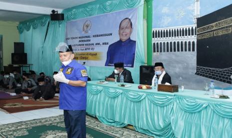 Acara Temu Tokoh Nasional/Kebangsaan Bersama Wakil Ketua MPR Sjarifuddin Hasan, di Aula Ponpes Al-Riyadl, Cipanas, Kabupaten Bogor, Jawa Barat, Sabtu (12/9).  Wakil Ketua MPR Dr. H. Sjarifuddin Hasan, MM, MBA menyatakan rasa bangganya kepada warga pondok pesantren terutama para santri yang sangat memahami bahkan menjiwai Pancasila. 