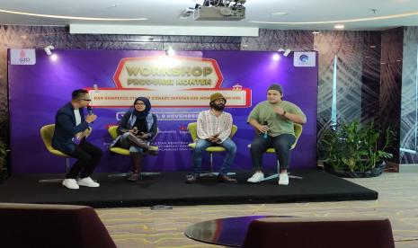 Acara Workshop Produksi Konten dan Kompetisi Standup Comedy Seputar G20 (Komedi Putar G20), yang digelar di Tangerang, Selasa (8/11/2022). Kemenkominfo mengoptimalkan komunikasi presidensi G20 melalui acara stand up komedi.