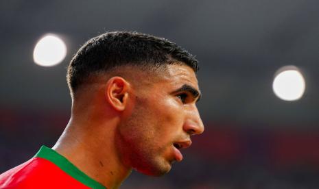  Bek timnas Maroko dan Paris Saint-Germain (PSG) Achraf Hakimi.