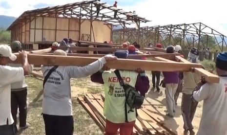 Pembangunan perumahan warga di Kabupaten Sigi yang korban bencana likuefaksi September 2018 lalu.