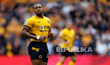 Adama Traore dari Wolverhampton bereaksi pada pertandingan sepak bola Liga Premier Inggris antara Wolverhampton Wanderers dan Manchester United di Wolverhampton, Inggris, beberapa waktu lalu.