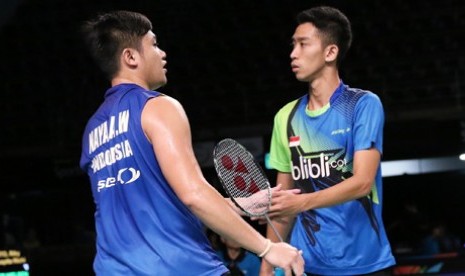 Ade Yusuf/Wahyu Nayaka usai bertanding di babak pertama Australia Open 2015