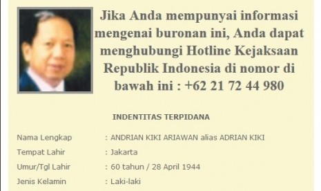 Adrian Kiki menjadi buronan Kejaksaan