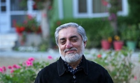 Afghan presidential candidate Abdullah Abdullah speaks during an interview with The Associated Press at his residence in Kabul, Afghanistan, Sunday, April 20, 2014.