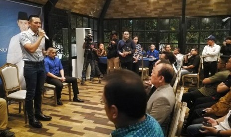 Agus Harimurti Yudhoyono dalam acara halal bihalal di Jakarta, Jumat (20/7)