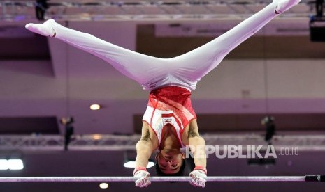 Agus Prayoko meraih emas senam nomor vault di SEA Games 2019.