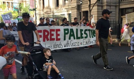 Aksi bela Palestina di Brisbane, Australia.