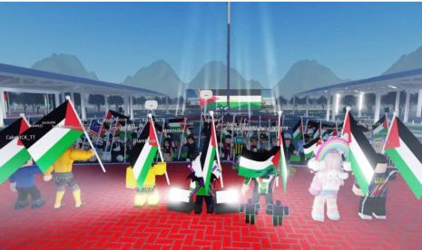 Aksi pengguna gim Roblox yang notabene berusia anak-anak untuk mendukung Palestina viral di media sosial. 