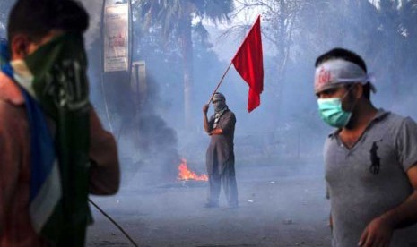 Aksi unjuk rasa memprotes film anti Islam di Islamabad, Pakistan.