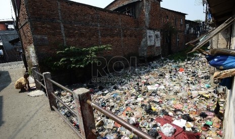 Sampah yang menumpuk di sungai 