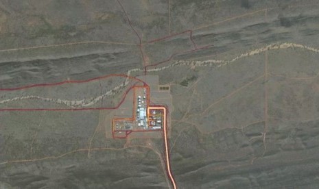 Aktivitas kebugaran yang terekam oleh Strava di sekitar Fasilitas Pertahanan Bersama Pine Gap di Wilayah Utara Australia (NT).