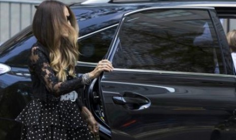 Aktris Sarah Jessica Parker tiba di pemakaman Joan Rivers (8/9).