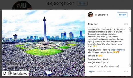 Akun artis kelahiran Korea, Lee Jeong Hoon yang mengomentari aksi 2 Desember di akun Instagram pribadinya, Jumat (2/12).