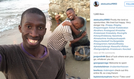 Akun Instagram atas nama Abdou Diouf dari Dakar itu mengaku sebagai imigran dari Senegal yang tengah melaju ke Eropa