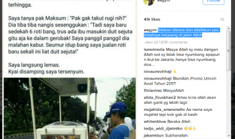 Akun Instagram penceramah Abdullah Gymnastiar atau Aa Gym.