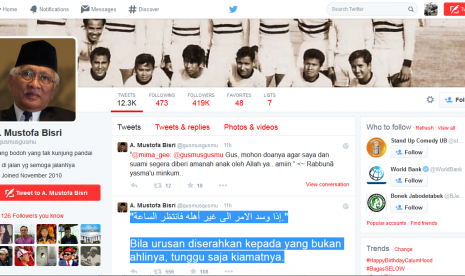 Akun Twitter milik Gus Mus.