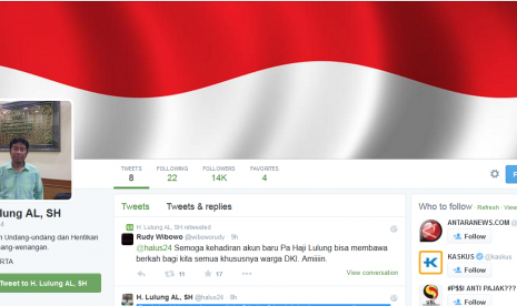 Akun Twitter milik Haji Lulung.