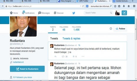 akun twitter milik Menkominfo Rudiantara