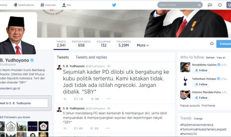 Akun Twitter Presiden SBY menanggapi isu tentang Jokowi.