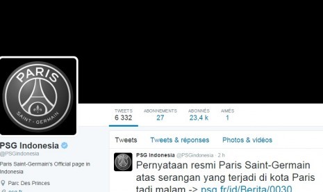 Akun Twitter resmi PSG