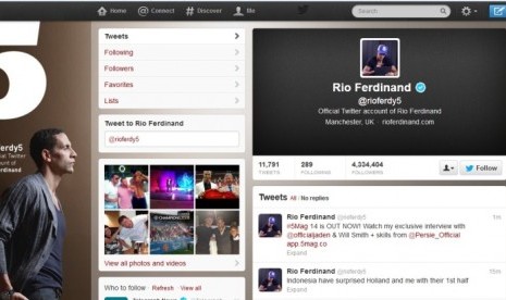 Akun twitter Rio Ferdinand