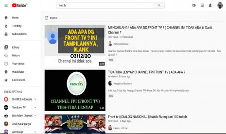 Akun Youtube milik FPI, Front TV lenyap atau hilang.