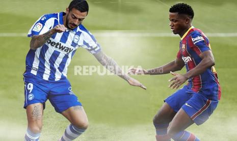 Striker Alaves Joselu vs striker Barcelona Ansu Fati