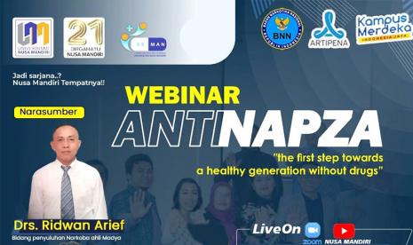 Aliansi Relawan Anti Narkotika (ARMAN) Universitas Nusa Mandiri (UNM) akan mengadakan webinar tentang penyuluhan pencegahan dan penanggulangan narkotika.