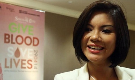 Aline Adita saat hadir dalam acara donor darah